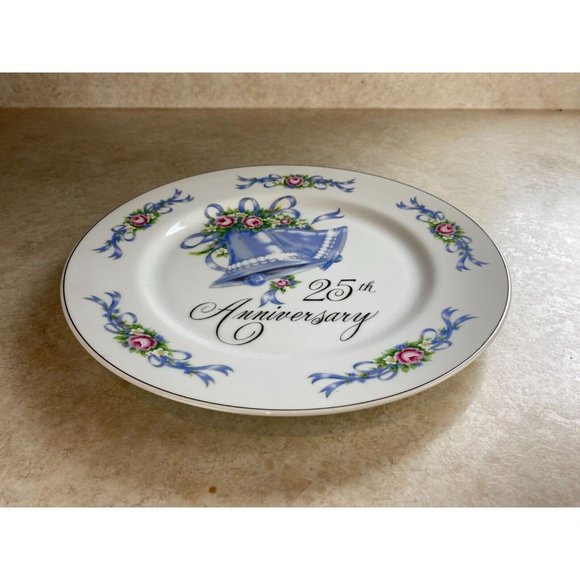 Gift Craft 25th  Anniversary 10" Blue Bells Cake/Serving  Plate - Picture 4 of 6